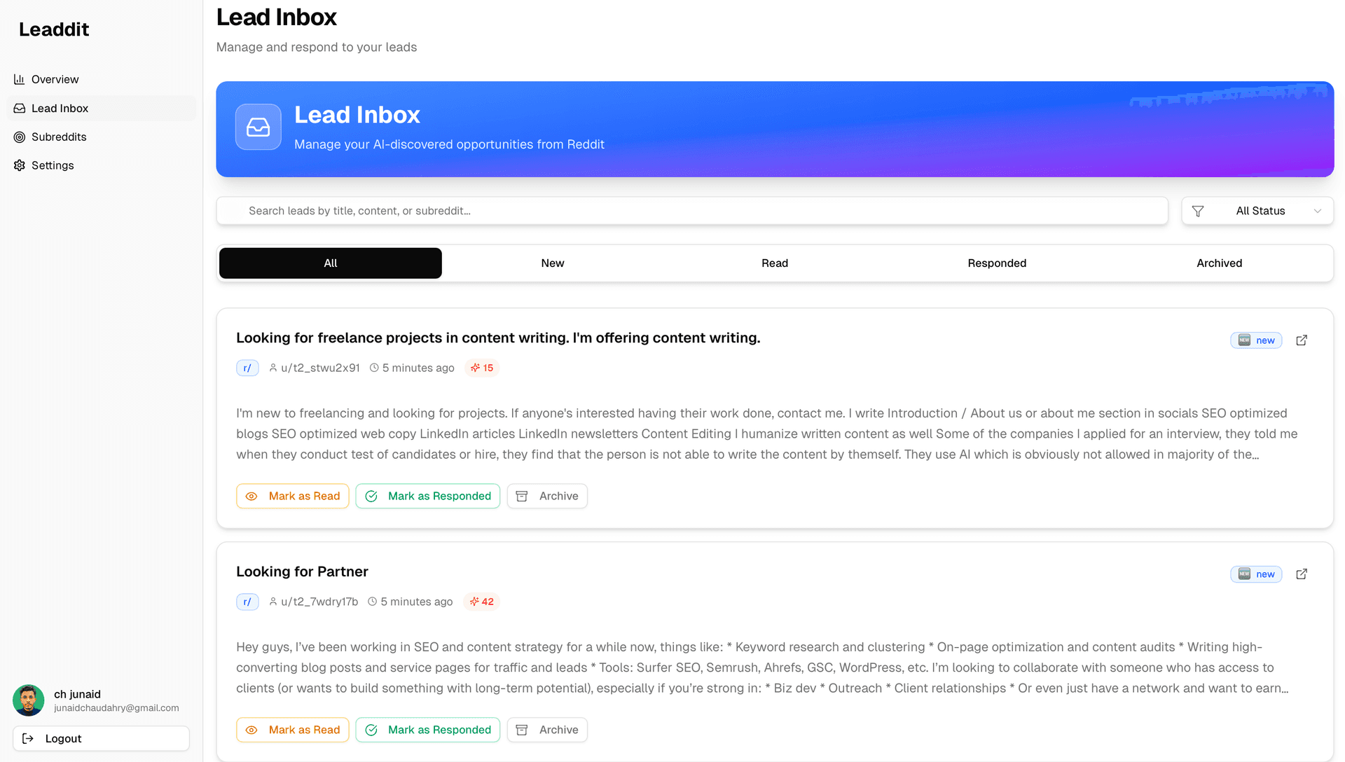 Leads Delivered Straight to Your Inbox demonstration